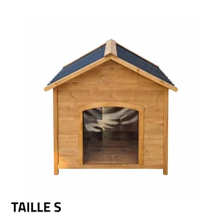 Niche chien en bois toit type chalet taille S 71 x 77 x 76 cm