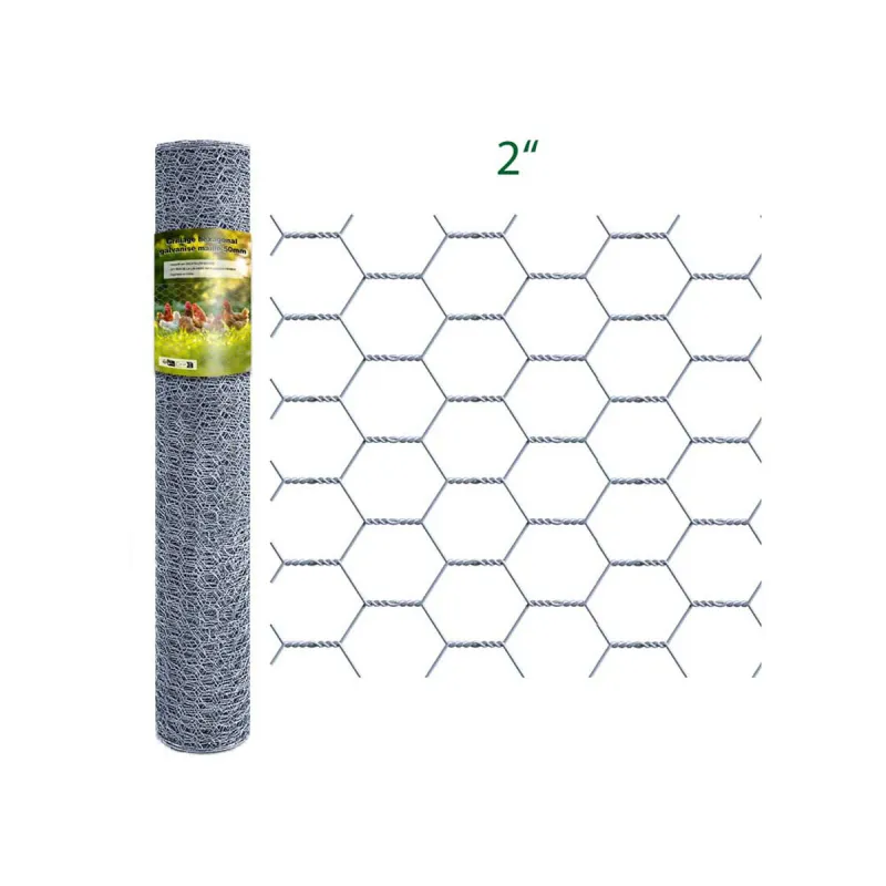 Grillage hexagonal galvanisé - Maille 50mm - Hauteur 1,5m - Rouleau 25m