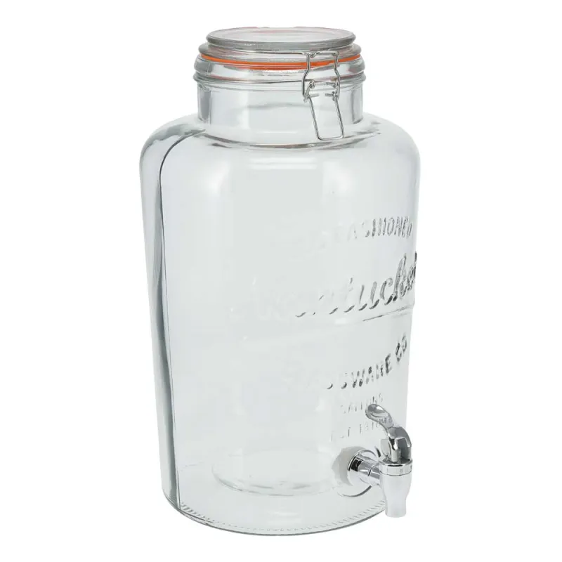 Fontaine à boisson en verre 8L - Robinet verseur et couvercle à clip