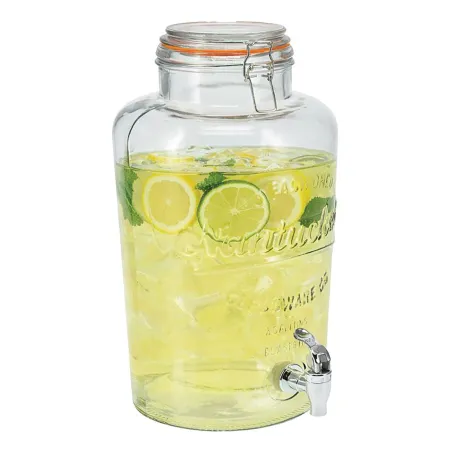 Fontaine à boisson en verre 8L - Robinet verseur et couvercle à clip