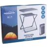 Table de camping pliante en acier gris - Plateau supplémentaire inclus