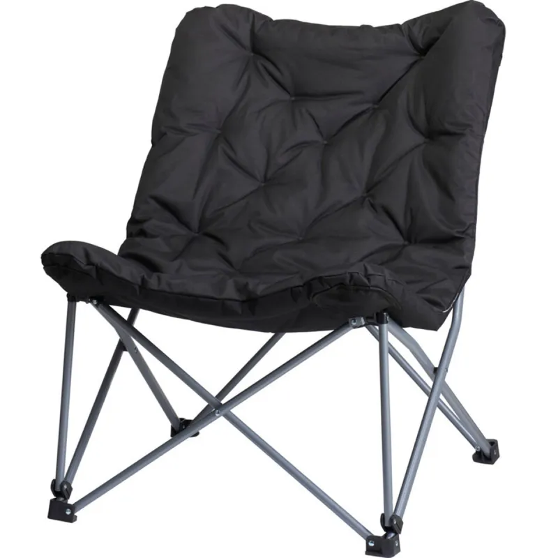 Chaise de camping pliable gris foncé avec coussin Oxford 600D