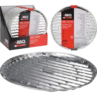 Lot de 3 plateaux en aluminium pour barbecue Ø35 cm