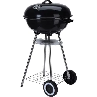 Barbecue mobile Ø46 cm avec roues - Grille chromée et bol émaillé