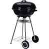 Barbecue mobile Ø46 cm avec roues - Grille chromée et bol émaillé