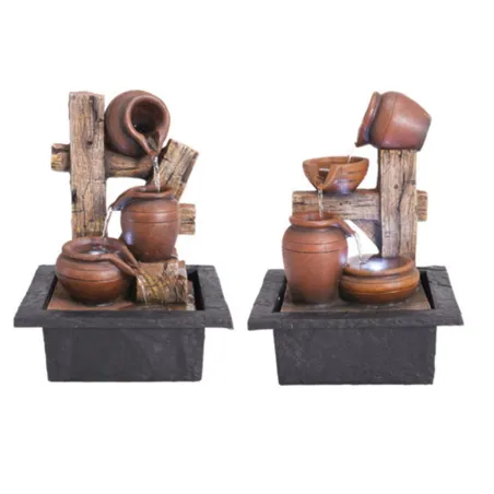 Fontaine décorative bois LED 22×19×29 cm – Jardin zen