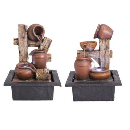 Fontaine décorative bois LED 22×19×29 cm – Jardin zen