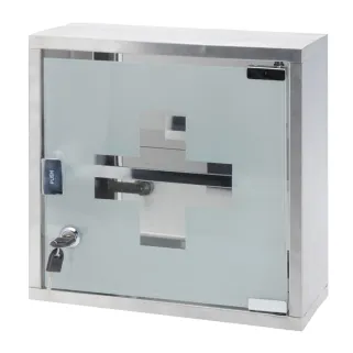Armoire à pharmacie en acier inoxydable avec porte vitrée - 30x30x12 cm