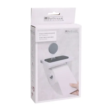 Dérouleur de papier toilette à ventouse avec tablette intégrée - Blanc