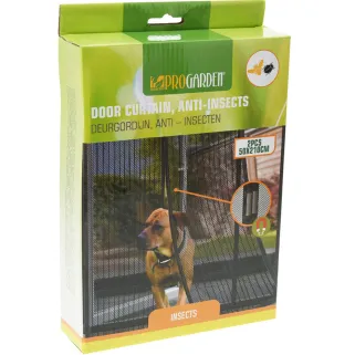 Moustiquaire de porte magnétique noire 210x50cm - 2 portes - 9 aimants