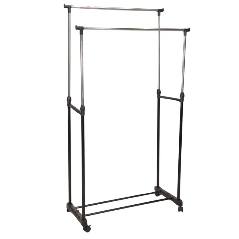 Porte-vêtements réglable en acier inoxydable avec roues - 80 x 42 x 90-160 cm