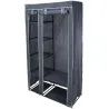 Armoire en tissu 5 étagères grises avec barre de penderie - 100x46x174 cm