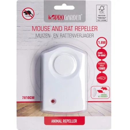 Répulsif à ultrasons pour rats et souris - Couverture 15 m²
