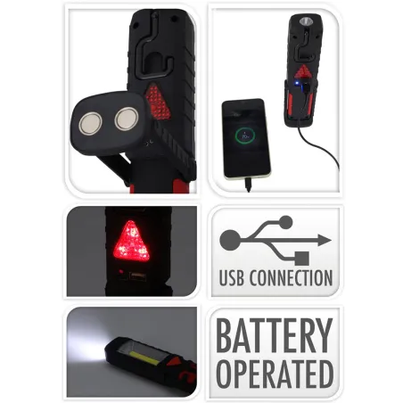 Lampe de travail magnétique USB-C 150 Lumens - 2 éclairages - Crochet & Clip