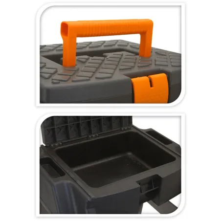 Marchepied avec rangement noir et orange - Capacité 120 kg