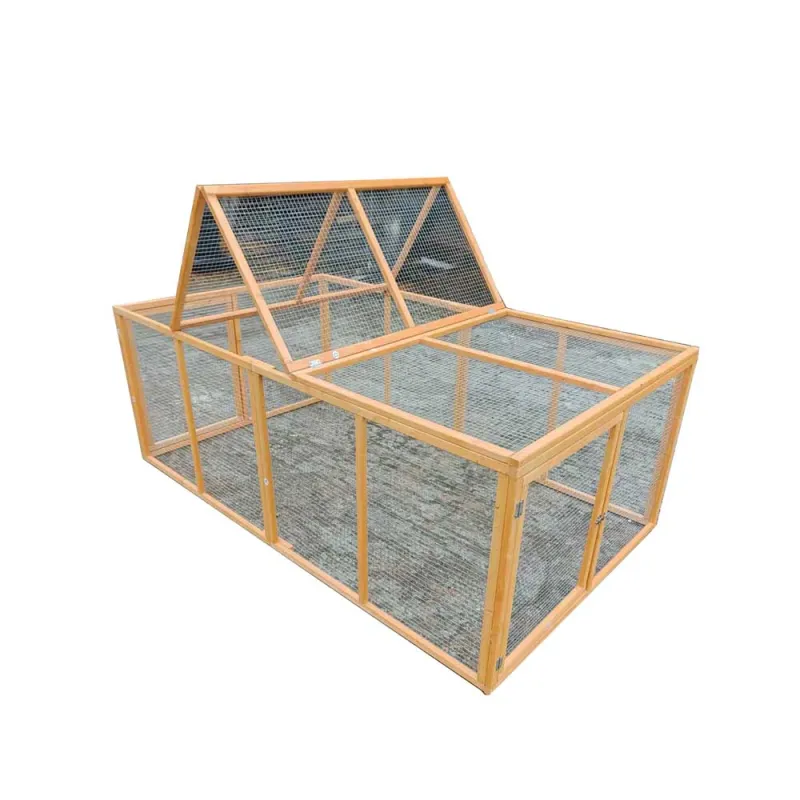 Enclos poules en bois 2 portes latérales 200 x 115 x 75 cm