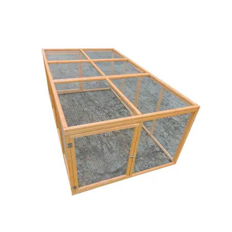 Enclos poules en bois 2 portes latérales 200 x 115 x 75 cm