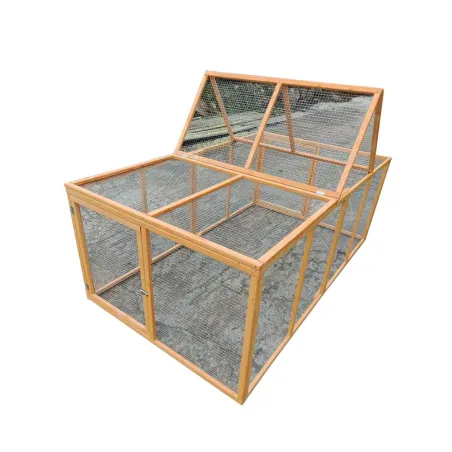 Enclos poules en bois 2 portes latérales 200 x 115 x 75 cm