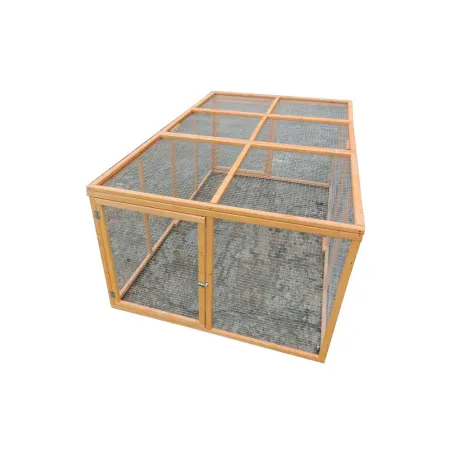 Enclos poules en bois 2 portes latérales 200 x 115 x 75 cm