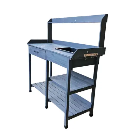 Table de rempotage bois avec bac – 114 x 46 x 120 cm plantes et semis