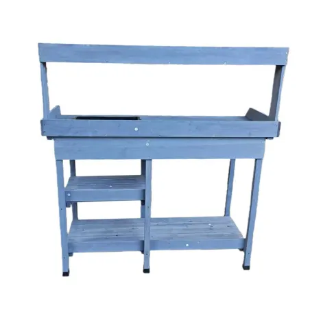 Table de rempotage bois avec bac – 114 x 46 x 120 cm plantes et semis