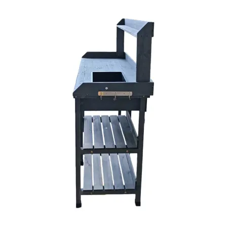 Table de rempotage bois avec bac – 114 x 46 x 120 cm plantes et semis