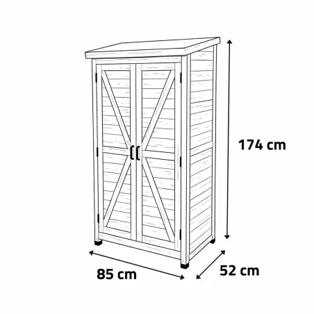 Abri de jardin bois Sambre 2 portes 85 x 52 x 174 cm