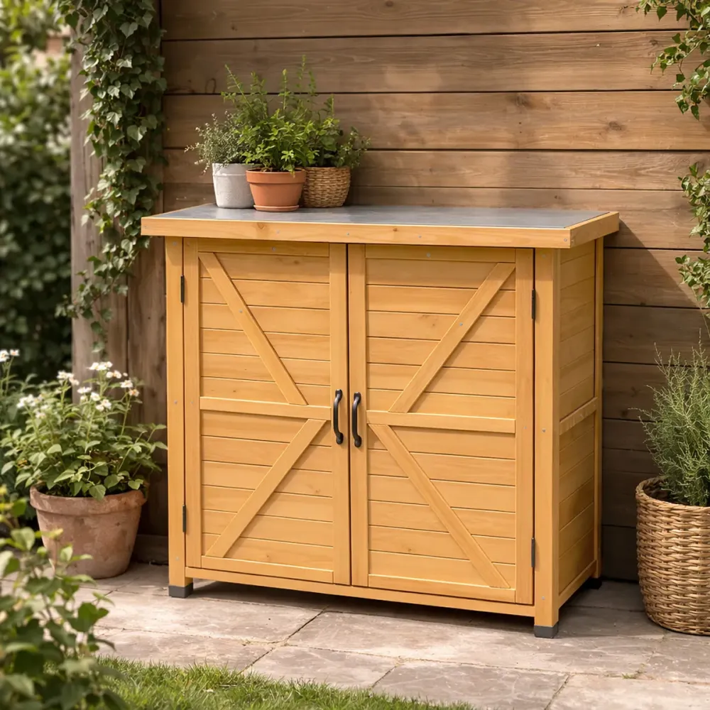 Abri de jardin compact Sambre en bois, modèle à deux portes de 80 × 45 × 93 cm