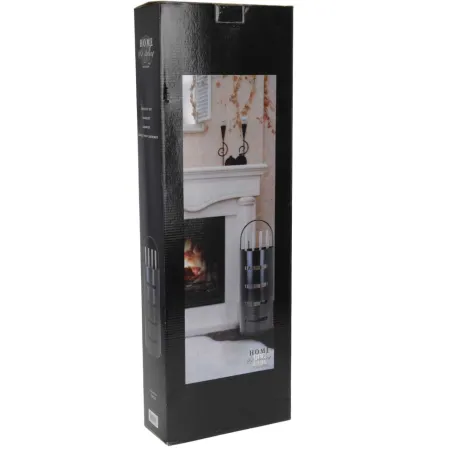 Valet de cheminée métal noir 5 pièces | Outils feu bois 65 cm