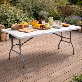 Table pliante en résine 10 couverts 180x70x74cm pieds métal