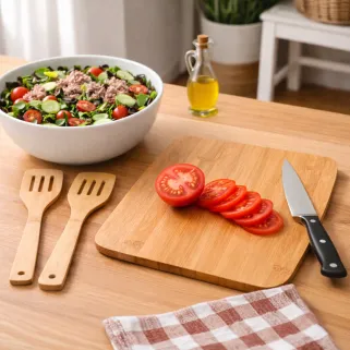 Planche à découper bambou 33 x 23 x 1 cm 2 spatules