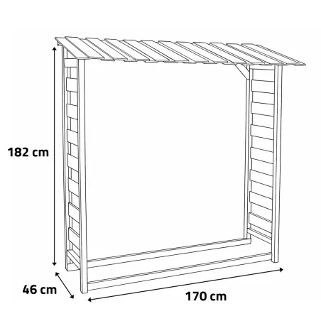 Abri bûches en bois autoclave 1,8 stères 170 x 46 x 182 cm