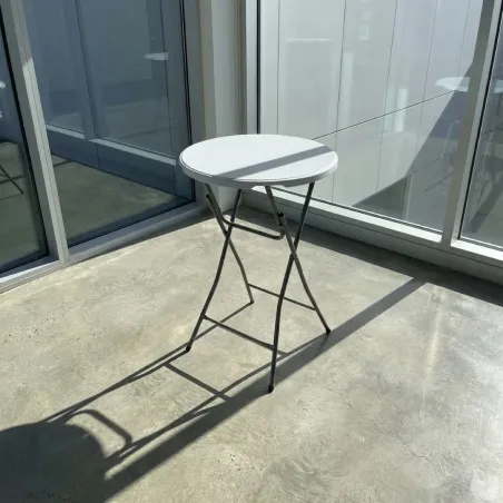 Table de bar ronde blanche Diamètre 80 cm - Hauteur 80 cm - Pliable