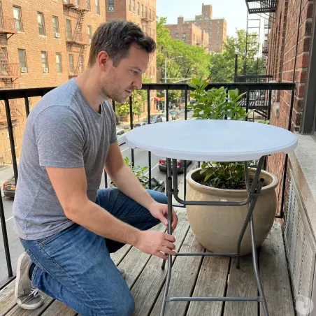 Table de bar ronde blanche Diamètre 80 cm - Hauteur 80 cm - Pliable