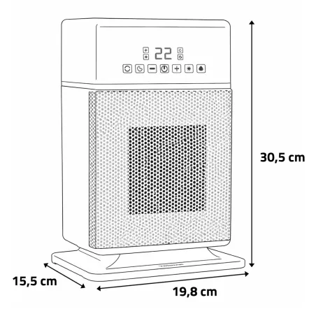 Chauffage et humidificateur minuterie 12h 1800W 19,8x15,5x30,5cm
