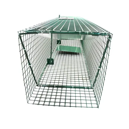 Piège à trappes type US 2 entrées maille acier vert ragondins, rats musqués,