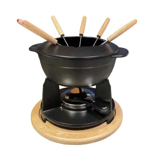 Service à fondue noir mat CLASSIC avec caquelon réchaud fourchettes
