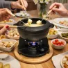 Service à fondue noir mat CLASSIC avec caquelon réchaud fourchettes