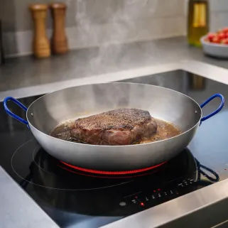 Poêle Lyonnaise polie avec anses Acier poli 40cm