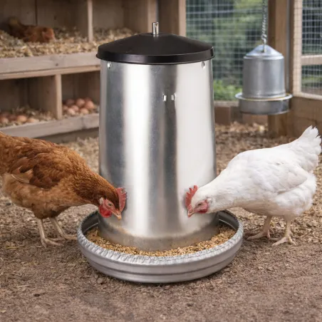 Mangeoire volaille à trémie métal 40 kg