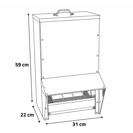 Mangeoire à trémie galvanisée Gaun 30 Kg poules et gibier