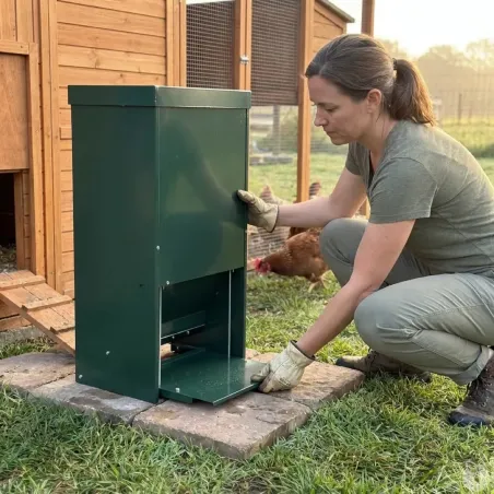 Mangeoire anti-nuisible 12 kg thermolaquée vert