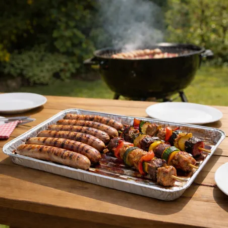 5 barquettes pour grillades bbq 34 x 23x 2,5 cm