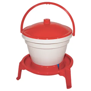 Abreuvoir seau avec poignée sur pieds 12L - Rouge et blanc - NOVITAL