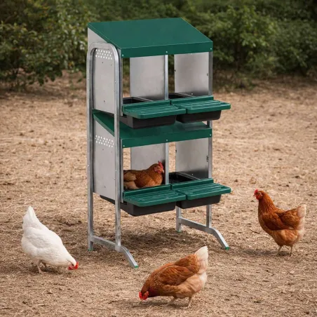 Pondoir poule pro en tôle galvanisée vertical 4 nids