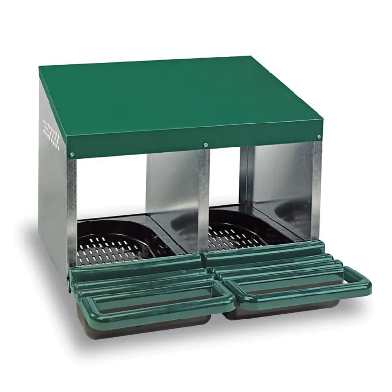 Pondoir poule pro en tôle galvanisée 2 nids