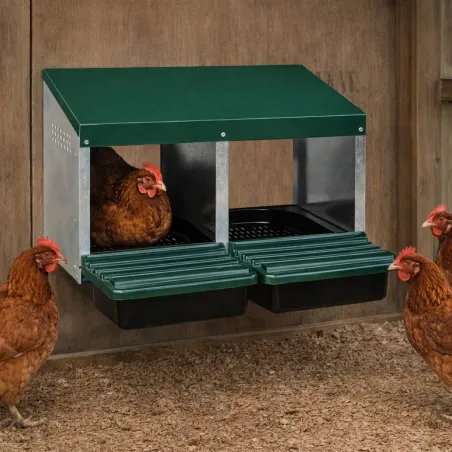 Pondoir poule pro en tôle galvanisée 2 nids