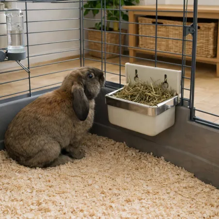 Mangeoire lapins et rongeurs en fibre de verre coloris crème 300 ml