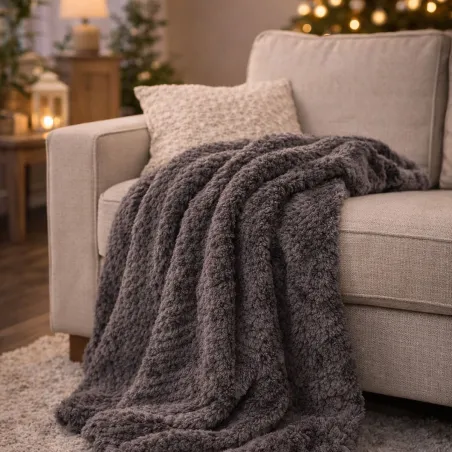 Plaid polaire gris 130x170 cm | Chaud, doux et pratique