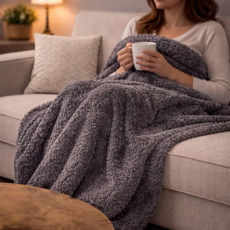 Plaid polaire gris 130x170 cm | Chaud, doux et pratique